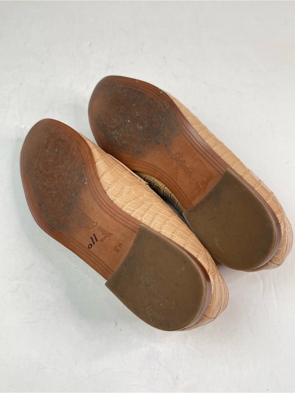 Sam Edelman Croc Embossed Gold Bit Hardware Beige Leather Slip-On Loafer 8.5M - Picture 4 of 5